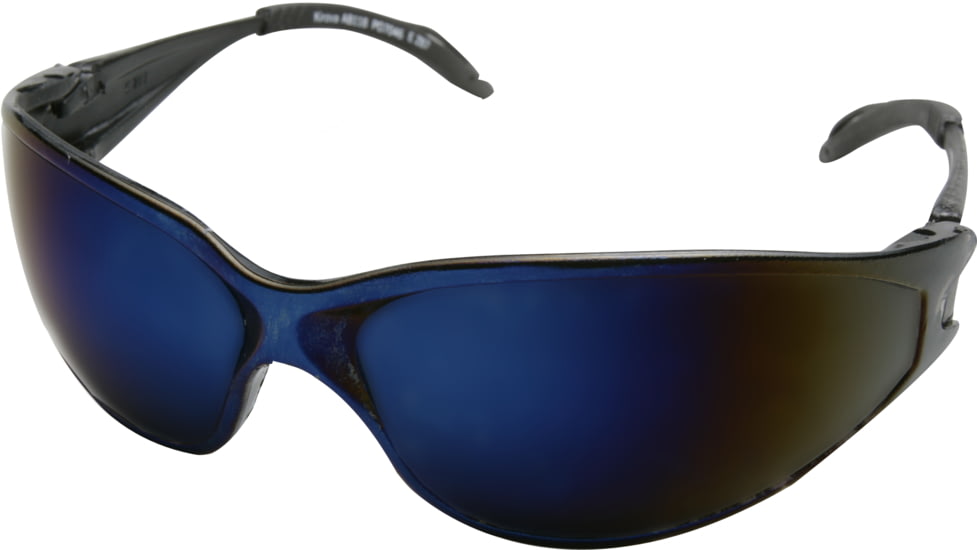 Edge Eyewear Kirova Safety Glasses Black Frame Blue Mirror Lens Ab118