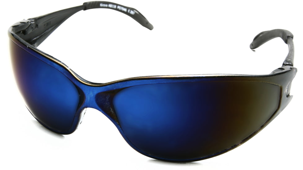 Edge Eyewear Kirova Safety Glasses - Black Frame, Blue Mirror Lens AB118