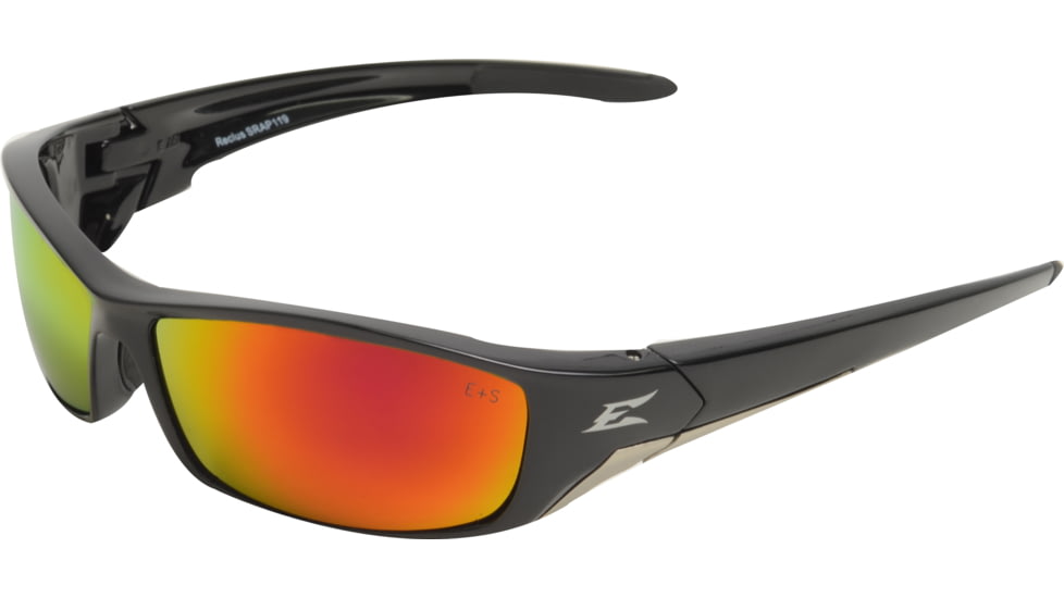Edge Eyewear Reclus Safety Glasses Black Frame Aqua Precision Red Mirror Lens Srap119