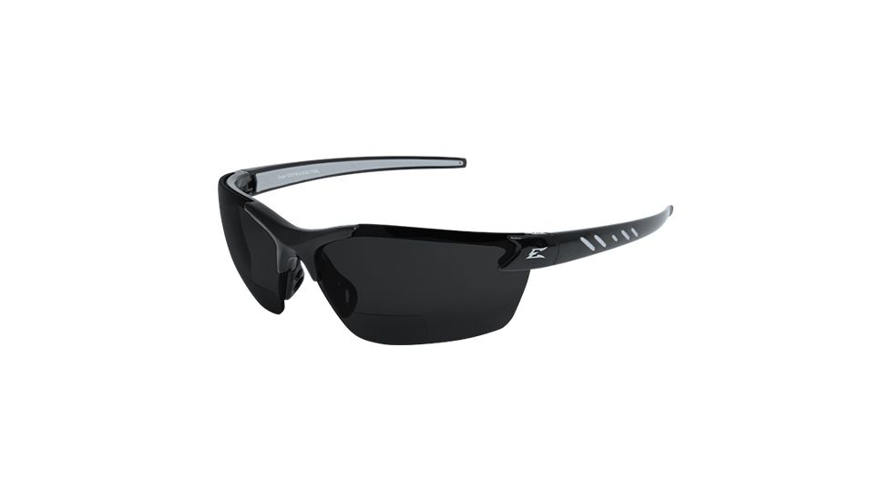 Edge Eyewear Zorge G2 Safety Glasses Black Frame / Polarized Smoke 2.0 Magnification Lenses, Universal TDZ216-2.0-G2