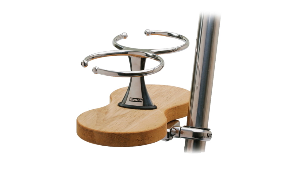 Edson Marine Clamp-On Drink Holder - Double - Teak 66810
