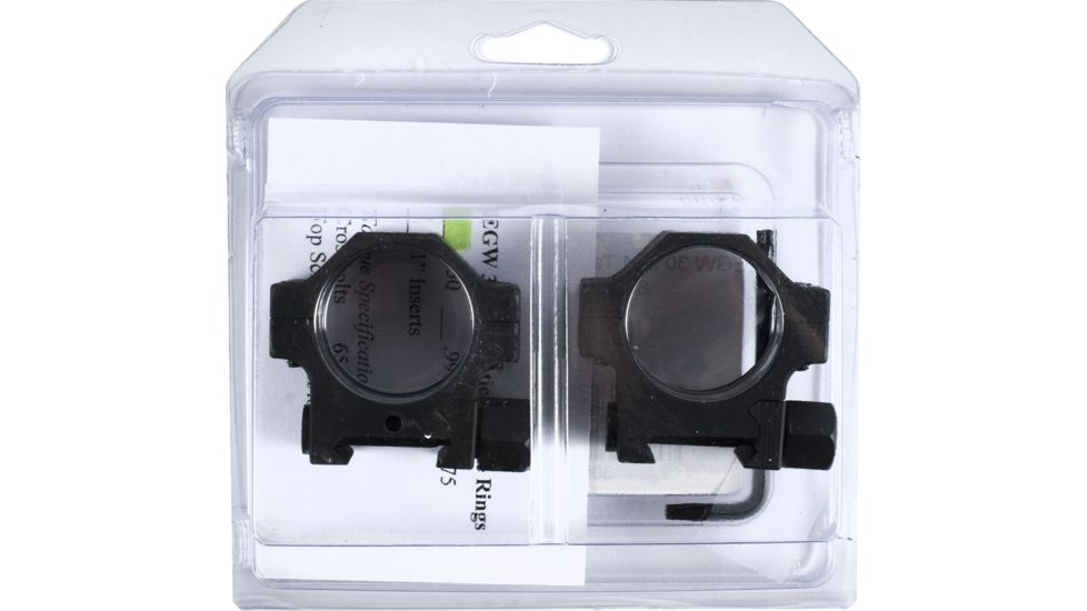 EGW 30mm Tactical Aluminum Rifle Scope Rings, Black, 0.850 inch High - 61100