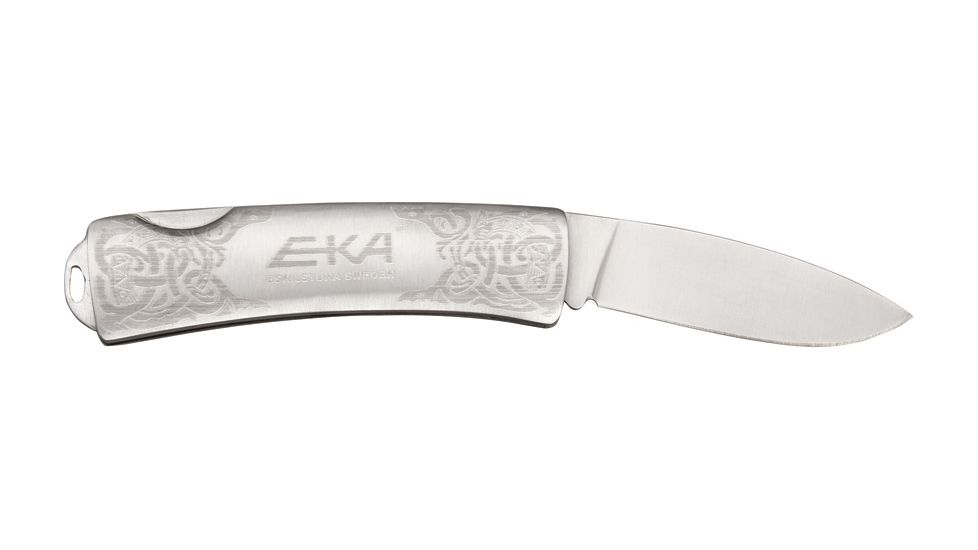EKA Classic 5 Folding Knife, 2.375in, StainlessDrop Point, Stainless Handle EKA100507