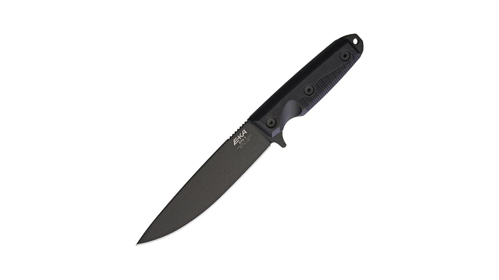 EKA RTG-1 Fixed Blade Knife, 10.5in Overall, 5.75in Black Powder Coated 1095Hc Steel Blade, Black G10 Handle, Black Kydex Belt Sheath, 50010