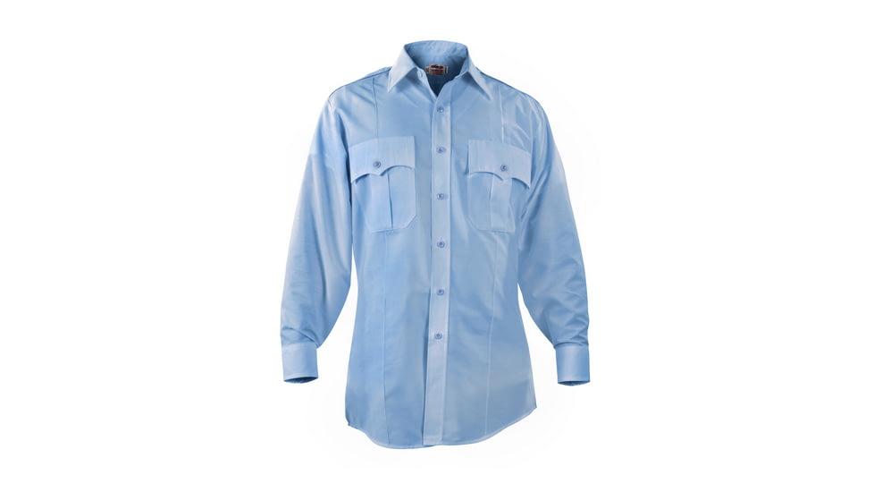 Elbeco Paragon Plus Short Sleeve Poplin Shirt, 20 in, 35 in, Blue, TP878-20-35