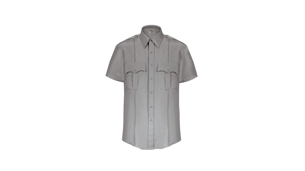 Elbeco TexTrop2 Zippered Short Sleeve Polyester Shirt - Mens, 19 in, Gray, Z3311N-19