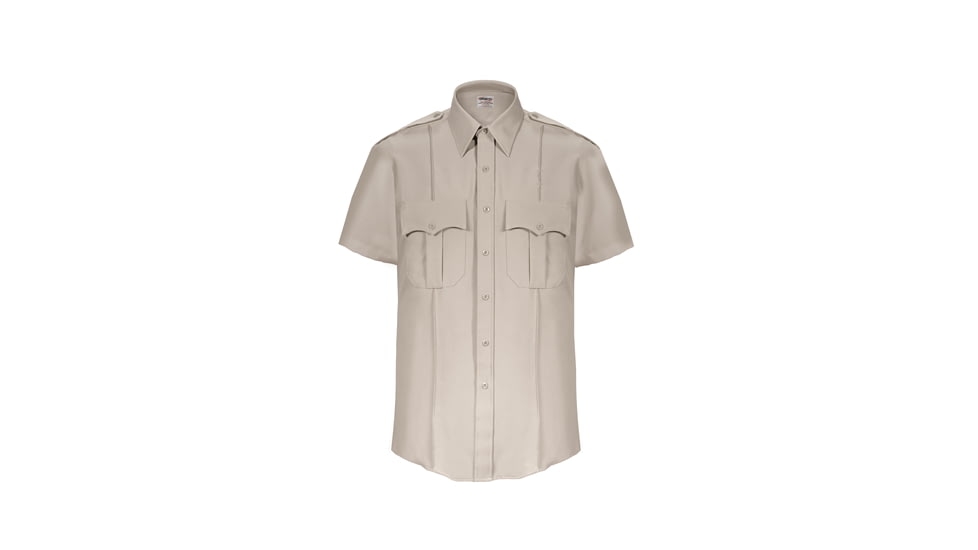 Elbeco TexTrop2 Zippered Short Sleeve Polyester Shirt - Mens, 16.5 in, Silver Tan, Z3312N-16.5