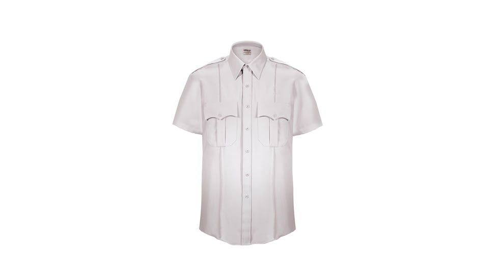 Elbeco TexTrop2 Zippered Short Sleeve Polyester Shirt - Mens, 19 in, White, Z3310N-19