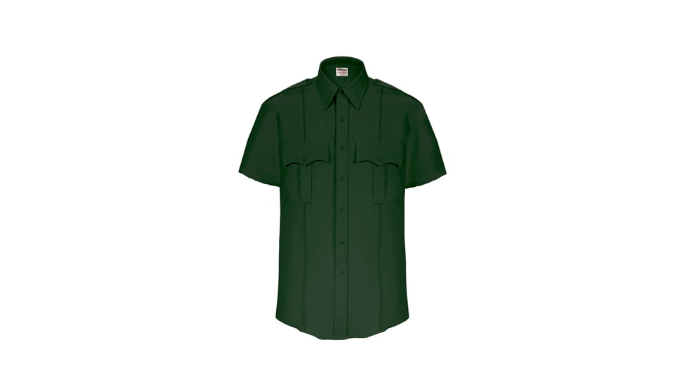 Elbeco TexTrop2 Zippered Short Sleeve Polyester Shirt - Mens, 15.5 in, Spruce Green, 8805N-15.5