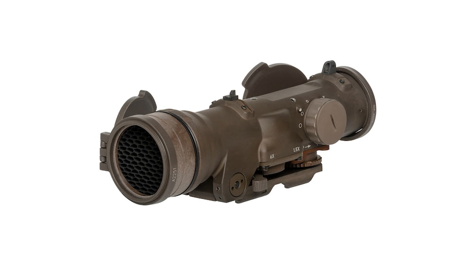 Elcan SpecterDR Rifle Scope w/Integral A.R.M.S. Picatinny Mount, 1.5-6x5.56mm, CX5455 Ballistic Reticle, FDE, DFOV156-T1