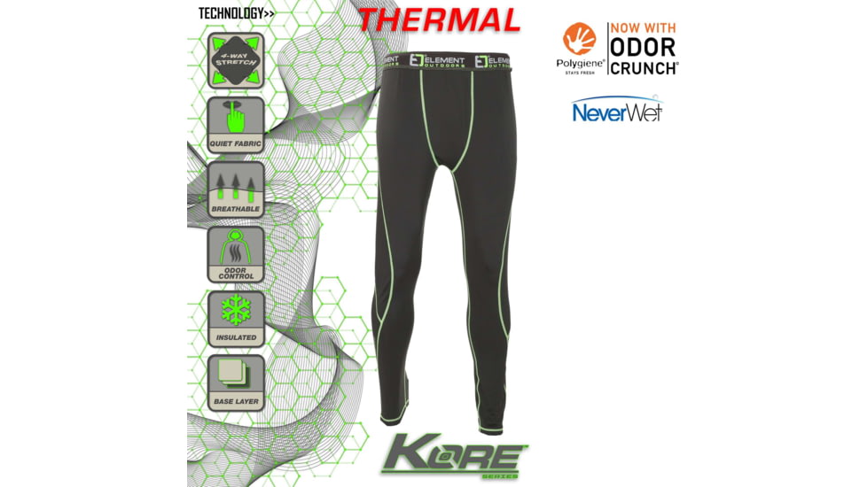 Element Outdoors Kore Series Light Thermal Long Underwear - Mens, BLACK, 3X-Large, KS-LTLU-3XL-BK