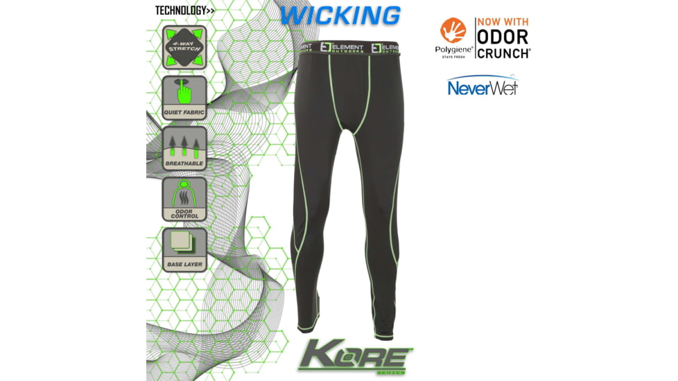 Element Outdoors Kore Series Lightweight Long Underwear - Mens, BLACK, 2X-Large, KS-LLU-2XL-BK