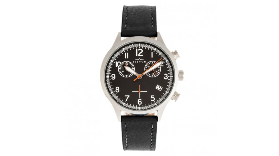 Elevon Antoine Chronograph Leather-Band Watch w/ Date, Black, One Size, ELE113-4