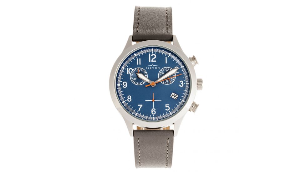 Elevon Antoine Chronograph Leather-Band Watch w/ Date, Grey/Blue, One Size, ELE113-6