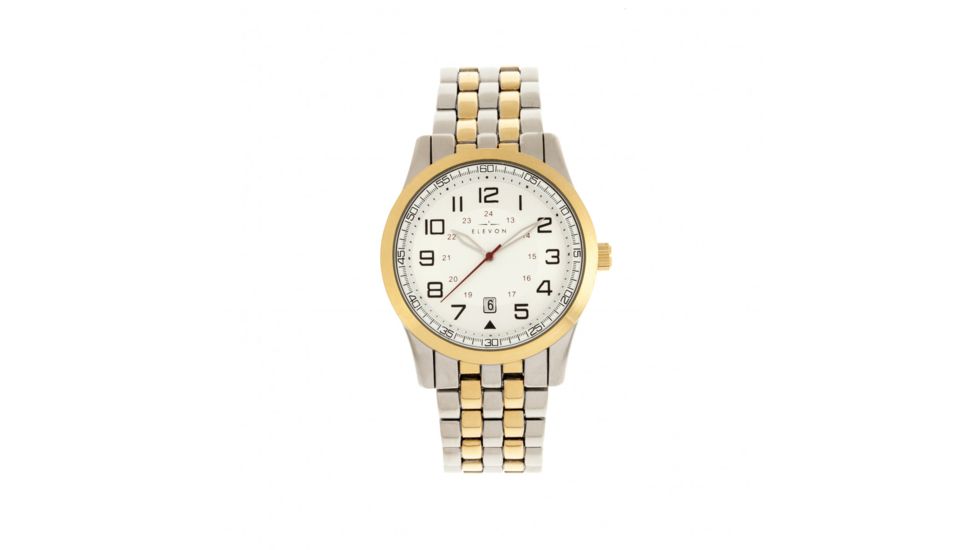 Elevon Garrison Bracelet Watch W/Date, Gold/White, ELE105-5, EDEMO1