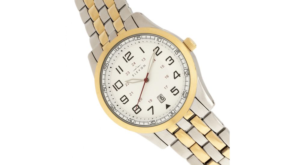 Elevon Garrison Bracelet Watch W/Date, Gold/White, ELE105-5, EDEMO1