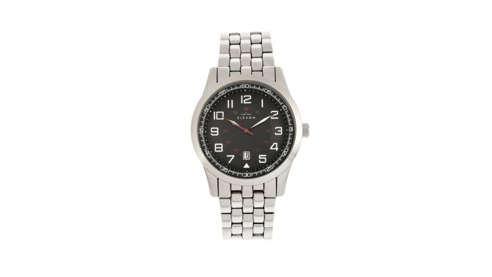 Elevon Garrison Bracelet Watch W/Date, Silver/Black, ELE105-2