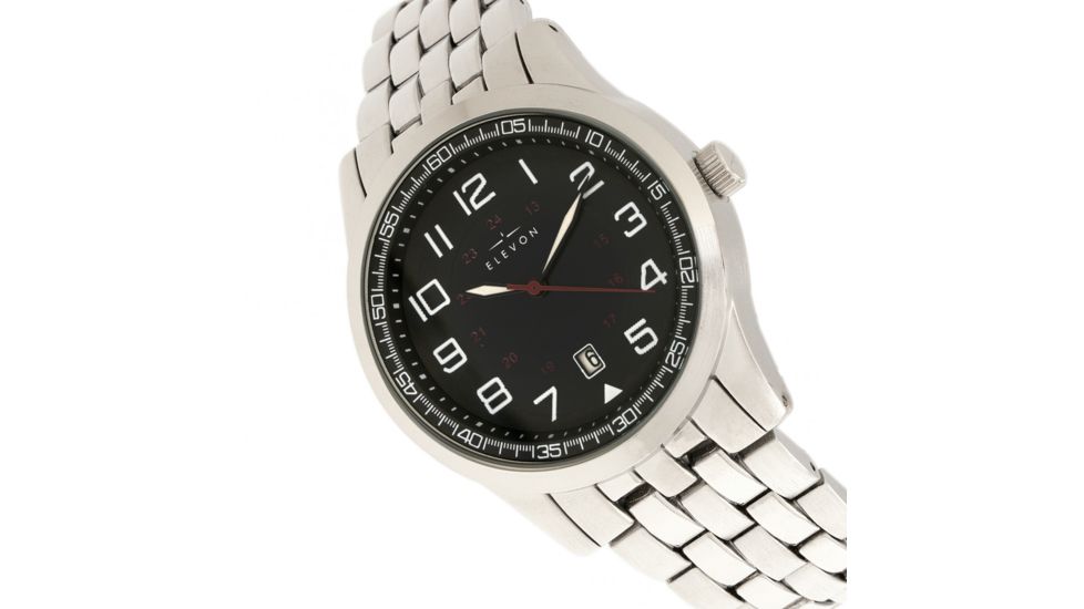 Elevon Garrison Bracelet Watch W/Date, Silver/Black, ELE105-2