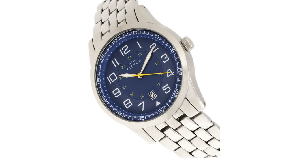 Elevon Garrison Bracelet Watch W/Date, Silver/Blue, ELE105-4