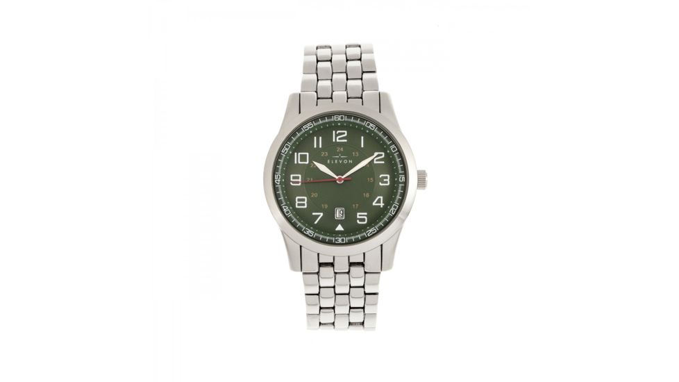 Elevon Garrison Bracelet Watch W/Date, Silver/Green, ELE105-3