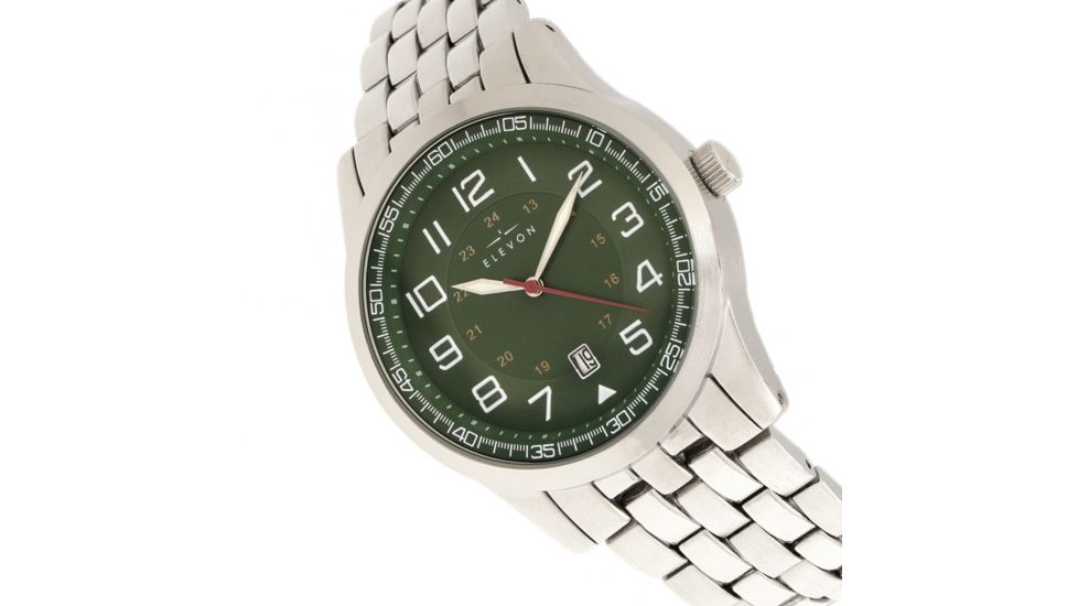 Elevon Garrison Bracelet Watch W/Date, Silver/Green, ELE105-3