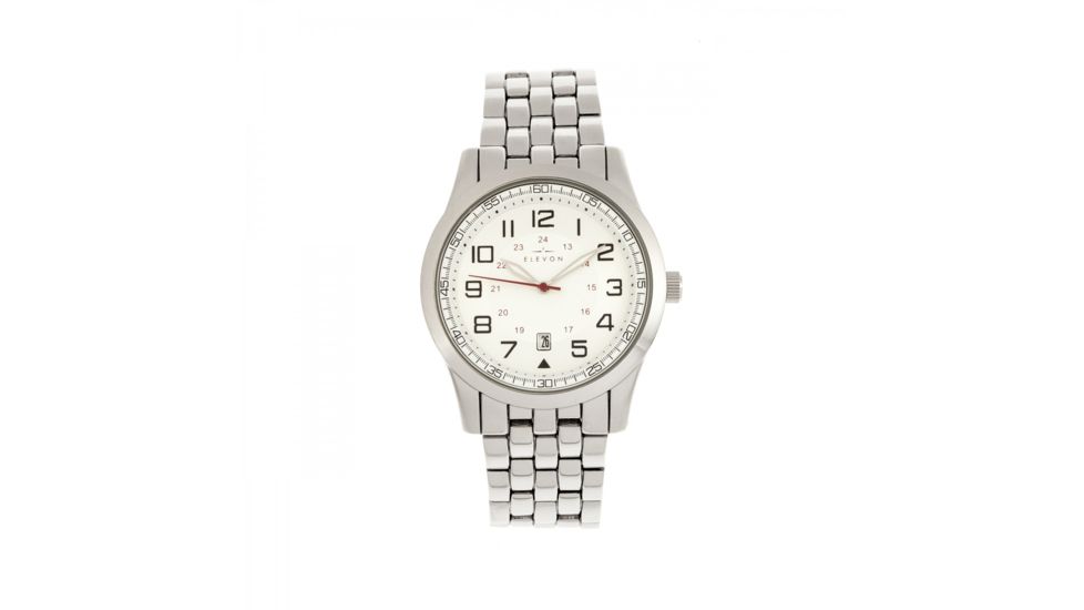 Elevon Garrison Bracelet Watch W/Date, Silver/White, ELE105-1