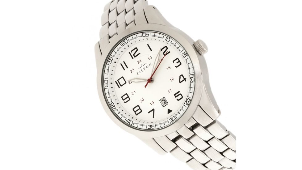 Elevon Garrison Bracelet Watch W/Date, Silver/White, ELE105-1