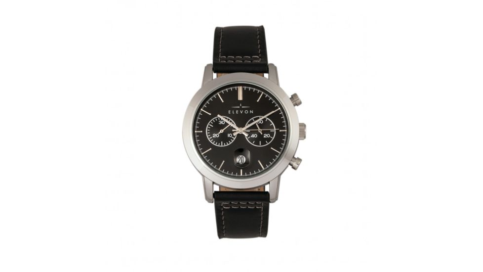 Elevon Langley Chronograph Leather-Band Watch W/ Date, Black, ELE103-3