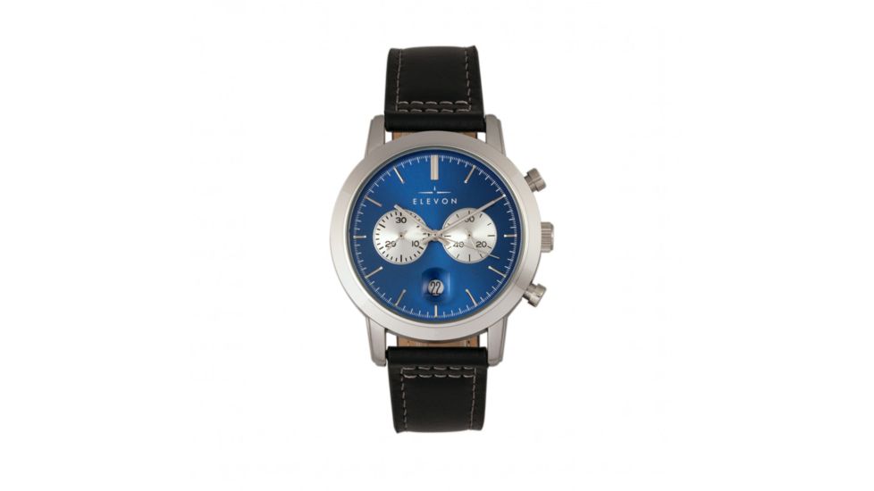Elevon Langley Chronograph Leather-Band Watch W/ Date, Blue/Black, ELE103-6