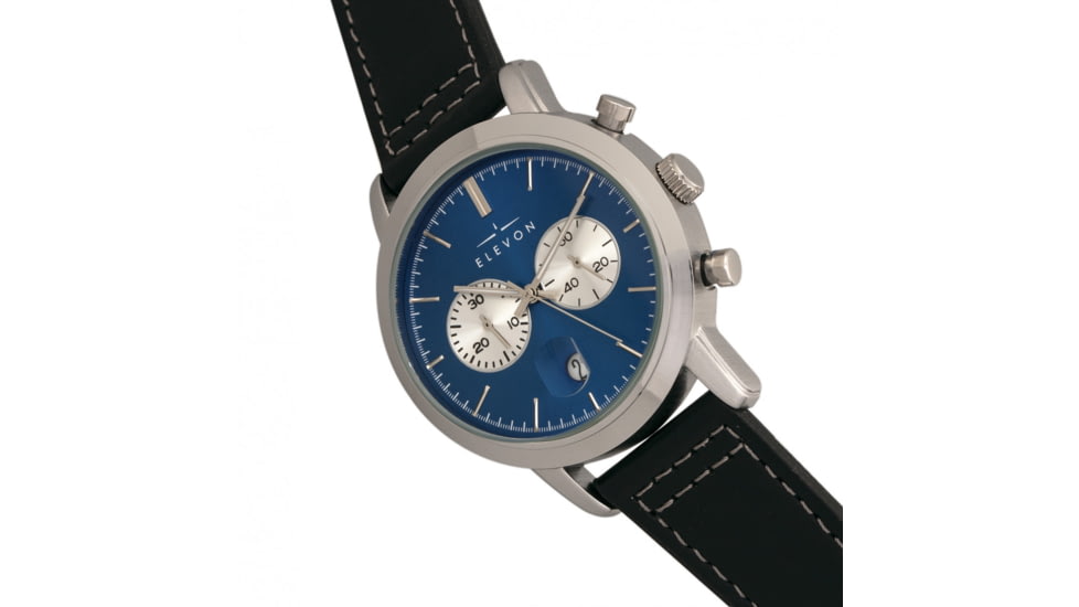 Elevon Langley Chronograph Leather-Band Watch W/ Date, Blue/Black, ELE103-6
