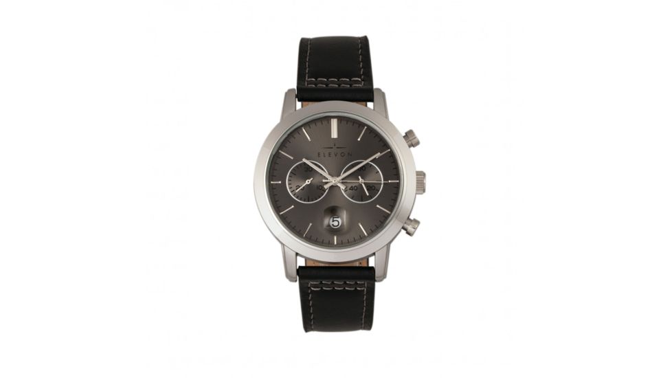 Elevon Langley Chronograph Leather-Band Watch W/ Date, Charcoal/Black, ELE103-5