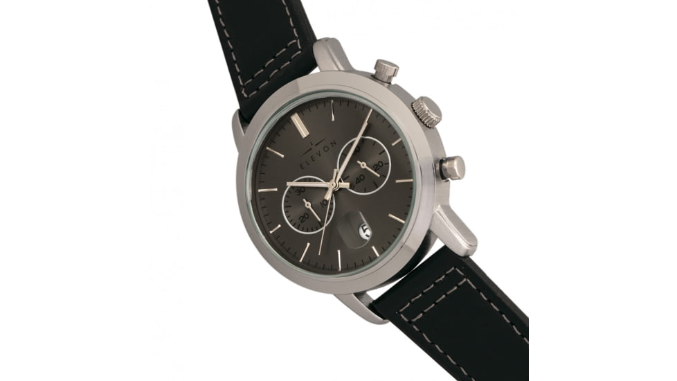 Elevon Langley Chronograph Leather-Band Watch W/ Date, Charcoal/Black, ELE103-5