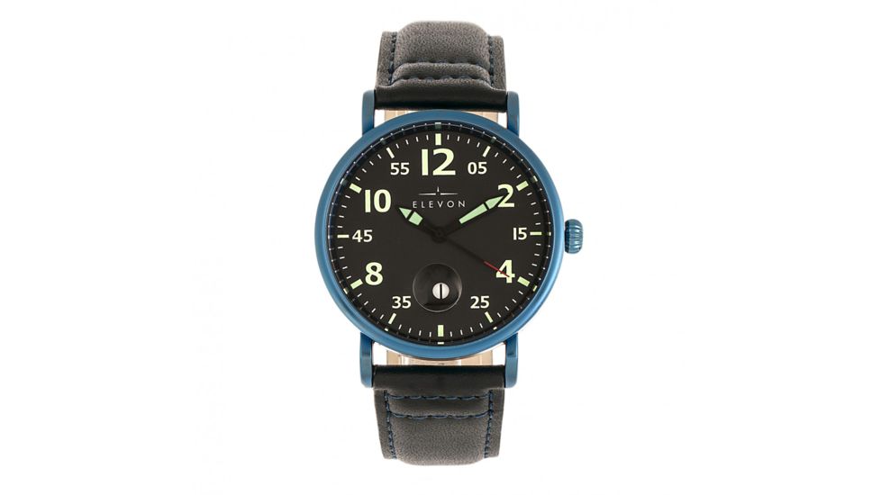 Elevon Von Braun Leather-Band Watch w/ Date, Blue/Black, One Size, ELE112-5