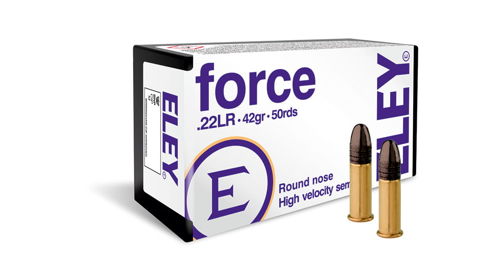 Eley Ammunition .22 Long Rifle 42 Grain Round Nose Lead Solid Rimfire Ammo, 50 Rounds, 02400