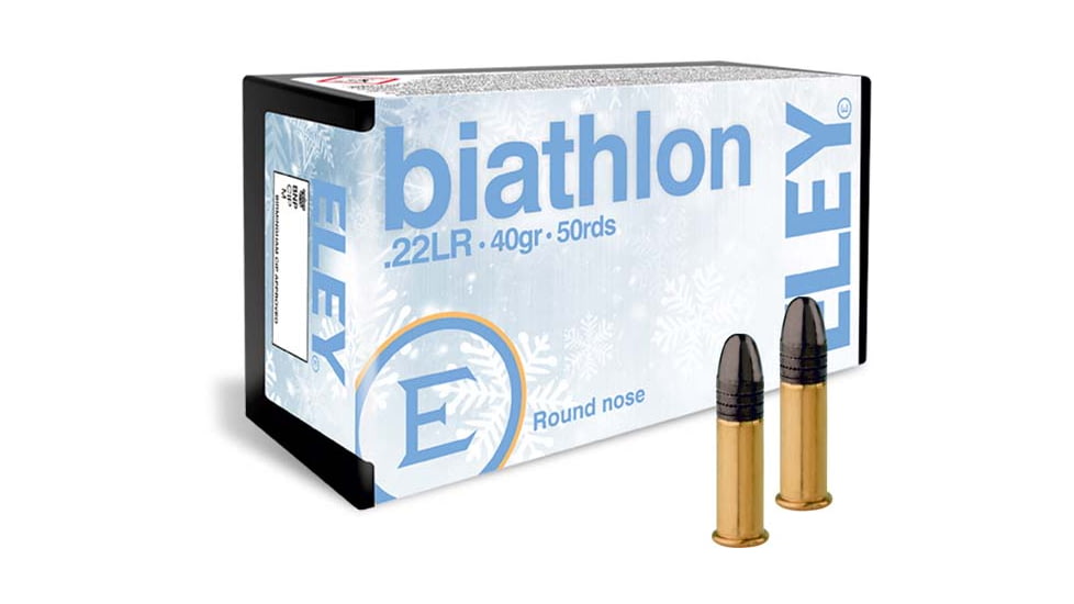 Eley Ammunition Eley Biathlon Club .22 Long Rifle 40 Grain Round Nose Lead Solid Brass Cased Ammo, 50 Rounds, 03130