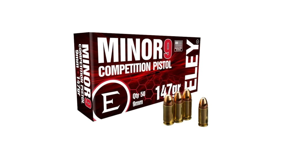 Eley Ammunition Eley Minor 9 Competition 9mm Luger 147 Grain Full Metal Jacket Pistol Ammunition, 50 Rounds, ELE-09013K
