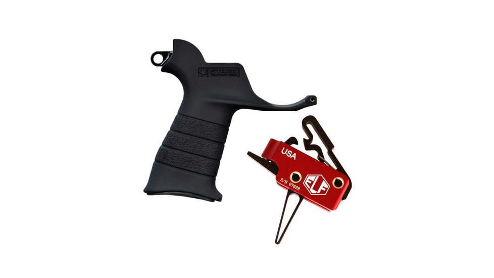 Elftmann Tactical Elftmann 3 Gun Trigger Curved 3 GUN-S W/ Stark SE-2 AR-15 Pistol Grip With CR123 Battery Storage And Sling Hook Mount Black