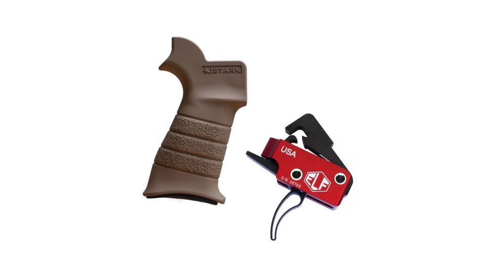 Elftmann Tactical Elftmann AR-10 Trigger Curved AR-10-C W/ Stark Equipment AR Rifle Grip, Earth ANG-EA