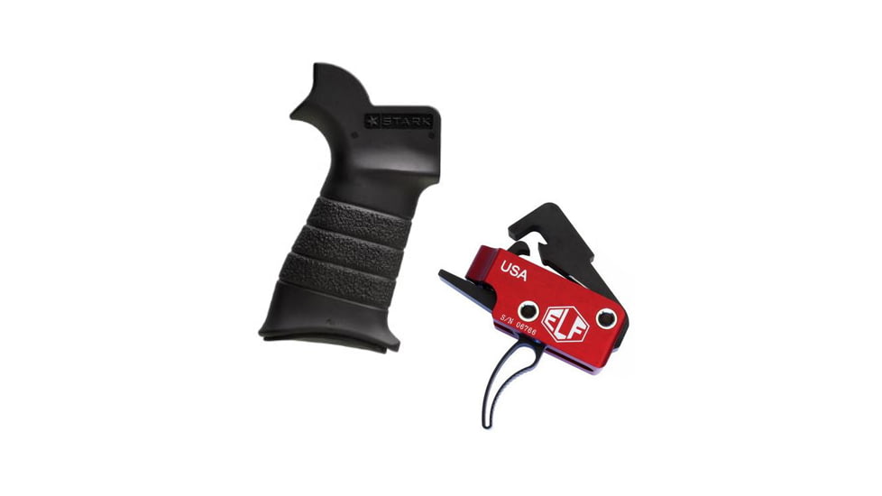 Elftmann Tactical Elftmann AR-10 Trigger Curved AR-10-C W/ Stark Equipment AR Rifle Grip, with Swivel Mount, Black ANG-SM-BL
