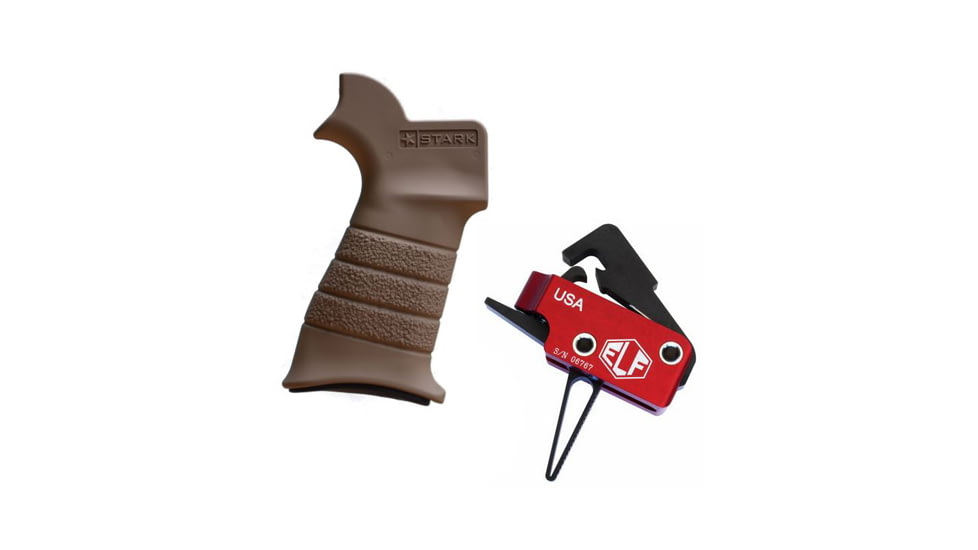 Elftmann Tactical Elftmann AR-10 Trigger Straight AR-10-S W/ Stark Equipment AR Rifle Grip, Earth ANG-EA