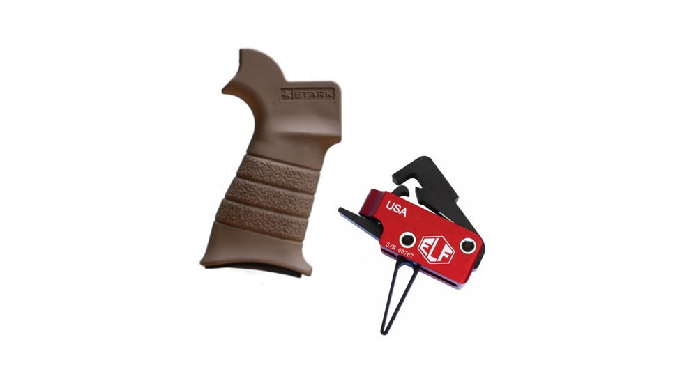 Elftmann Tactical Elftmann AR-10 Trigger Straight AR-10-S W/ Stark Equipment AR Rifle Grip, with Hook Mount, Earth ANG-HM-EA