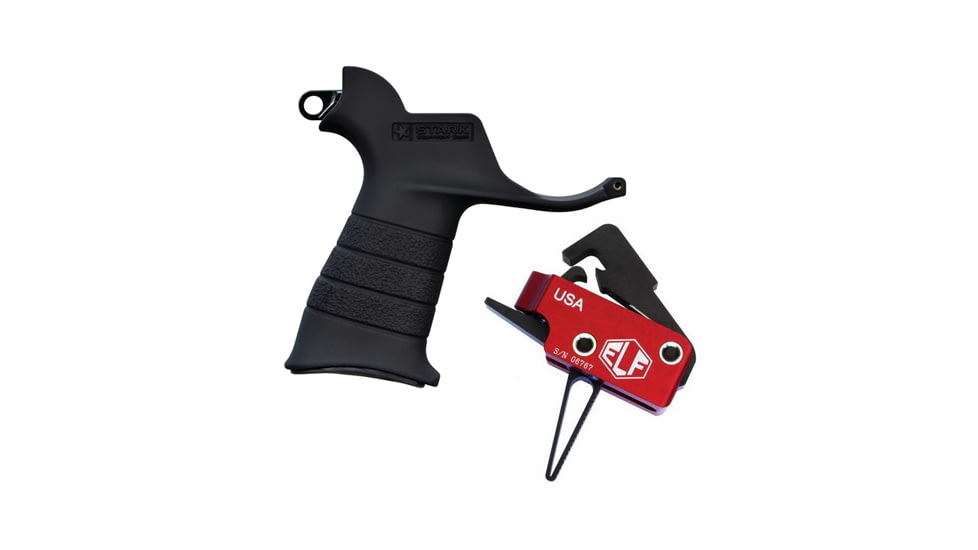 Elftmann Tactical Elftmann AR-10 Trigger Straight AR-10-S W/ Stark SE-2 AR-15 Pistol Grip With CR123 Battery Storage And Sling Hook Mount Black