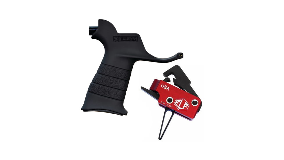 Elftmann Tactical Elftmann AR-10 Trigger Straight AR-10-S W/ Stark SE-2 AR-15 Pistol Grip With CR123 Battery Storage And Sling Swivel Mount Black