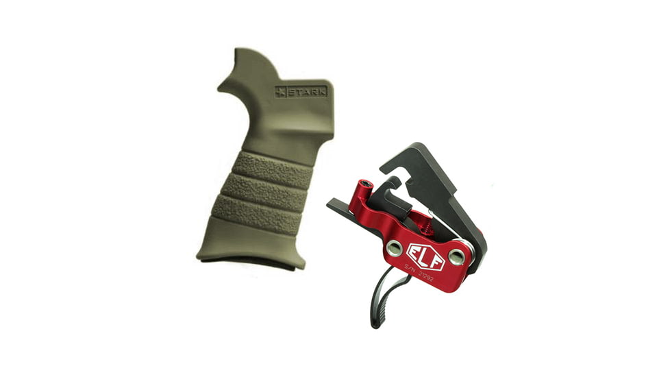 Elftmann Tactical Elftmann AR-10 Trigger Curved AR-10-C W/ Stark Equipment AR Rifle Grip, Earth ANG-EA