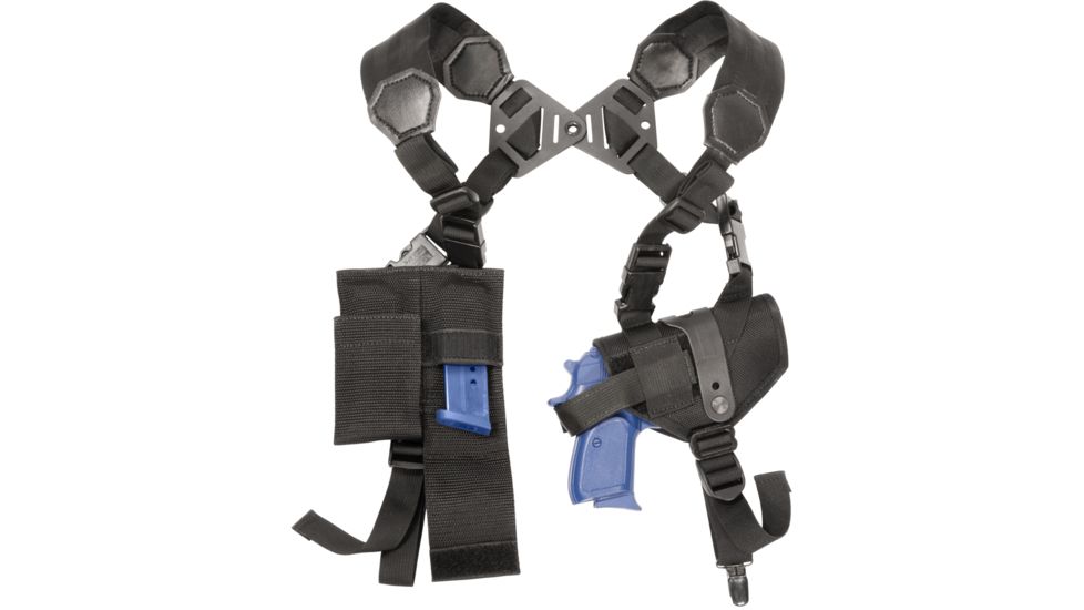 Elite Survival Systems Mod/Ambi Shoulder Holster System Size 2 Horizontal Holster, Single Harness, and Tie-down, Black, 2 MASH2-B