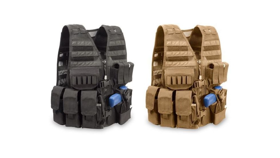 Elite Survival Systems MVP Commandant Tactical Holster Vest, Black, Coyote Tan