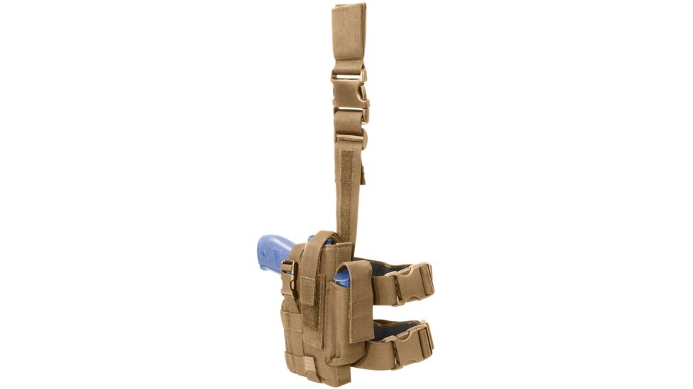 Elite Survival Systems Thigh Holster, Left Hand, Coyote Tan - Beretta 92/96 w/Light 7677-T-LH