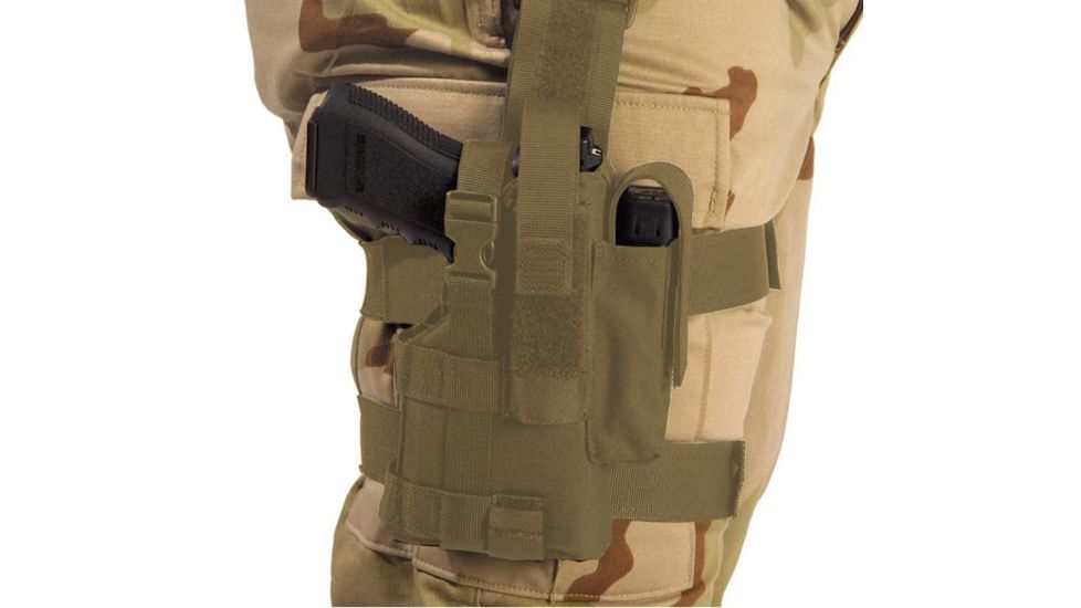 Elite Survival Systems Thigh Holster, Right Hand, Coyote Tan - Fits Glock &amp; Similar w/ Light 7676-T-RH