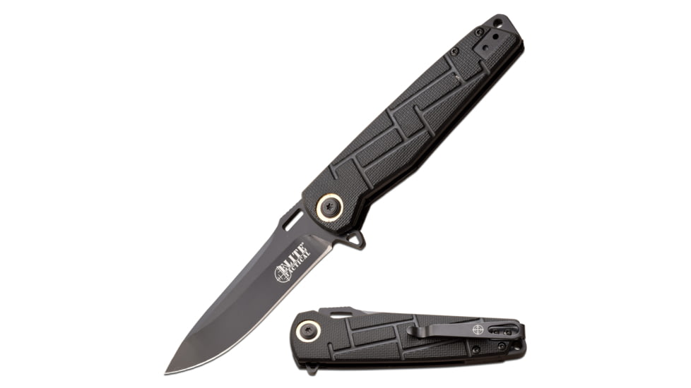 Elite Tactical Readiness Spring Assisted Knife, 3.5 in, 8Cr13 Stainless Steel, Drop Point, Not Serrated, Black, ET-A001BK