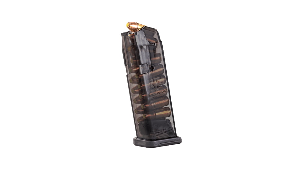 Elite Tactical Systems Carbon Smoke Series Glock 19/26 Pistol Magazine, 9mm Luger, 15 Round, Carbon Smoke, 1 Pack, Polymer, SMK-GLK-19-15RD